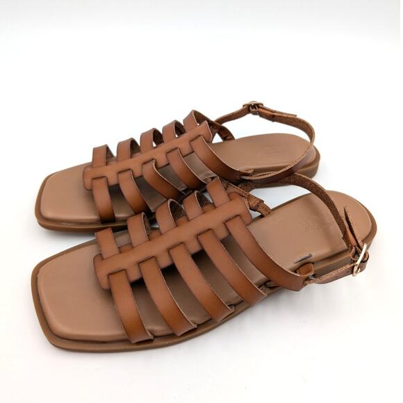 Nordstrom Rack Hugo Flat Sandal Slingback Women’s Leather Brown Size US6.5M - Picture 1 of 8